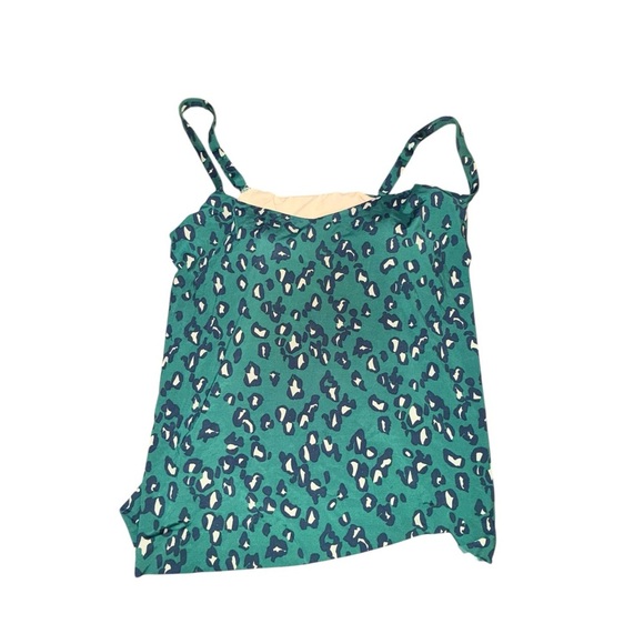 Women's Green Leopard Print Swim Top - Picture 2 of 4